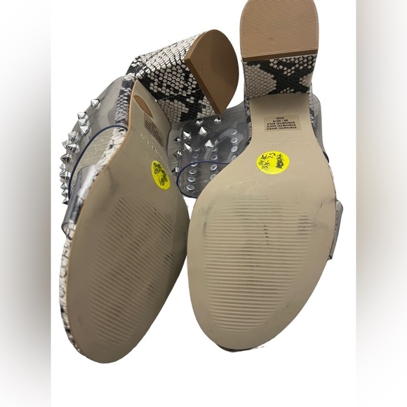 Carvela Made in Brazil Studded Clear Snake Print Block Heel Sandals Size 38 - Picture 9 of 9